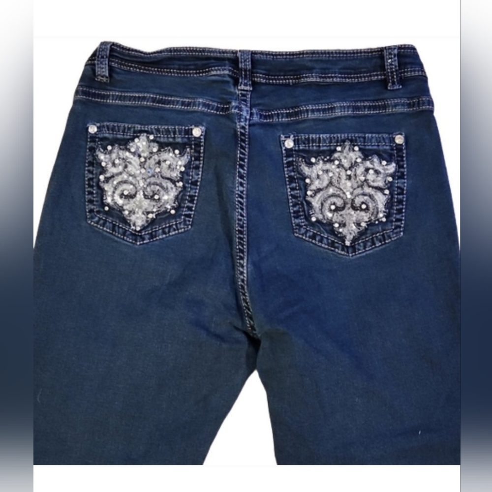 Reba Sequins & Rhinestones Denim Jeans Size 14